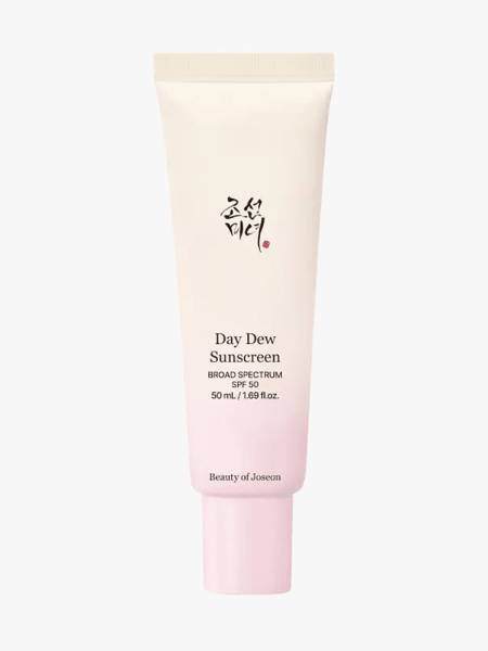 Beauty of Joseon Day Dew Sunscreen SPF 50 in branded tube component on a light gray background